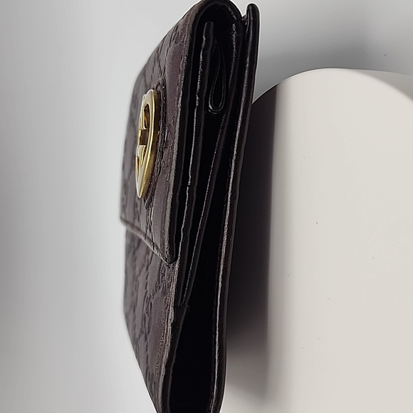 Gucci Dark Purple/Brown Leather Wallet with Gold Heart Logo - Picture 6 of 13